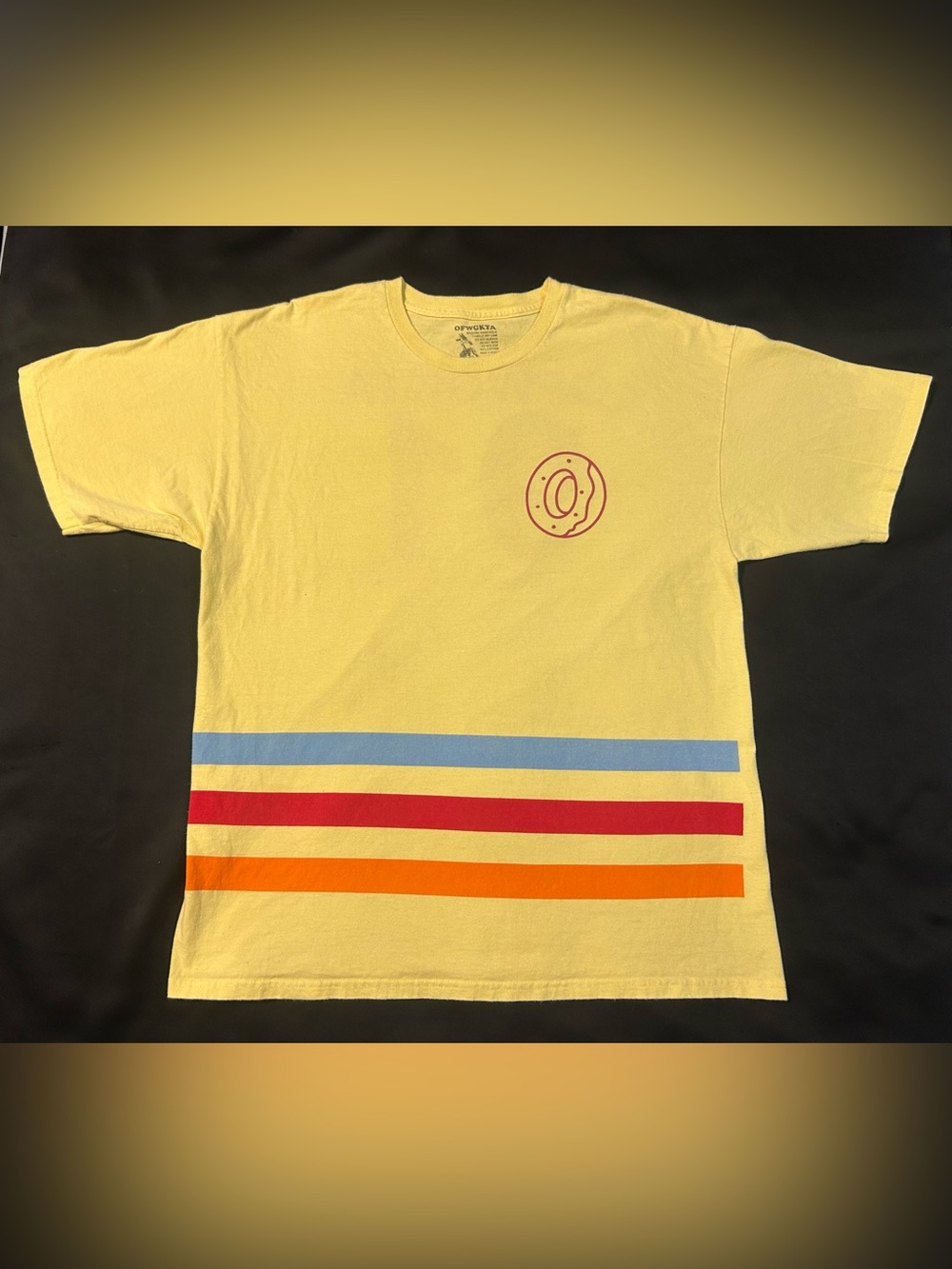 Men's Yellow Short Sleeve Graphic Stripe Tee